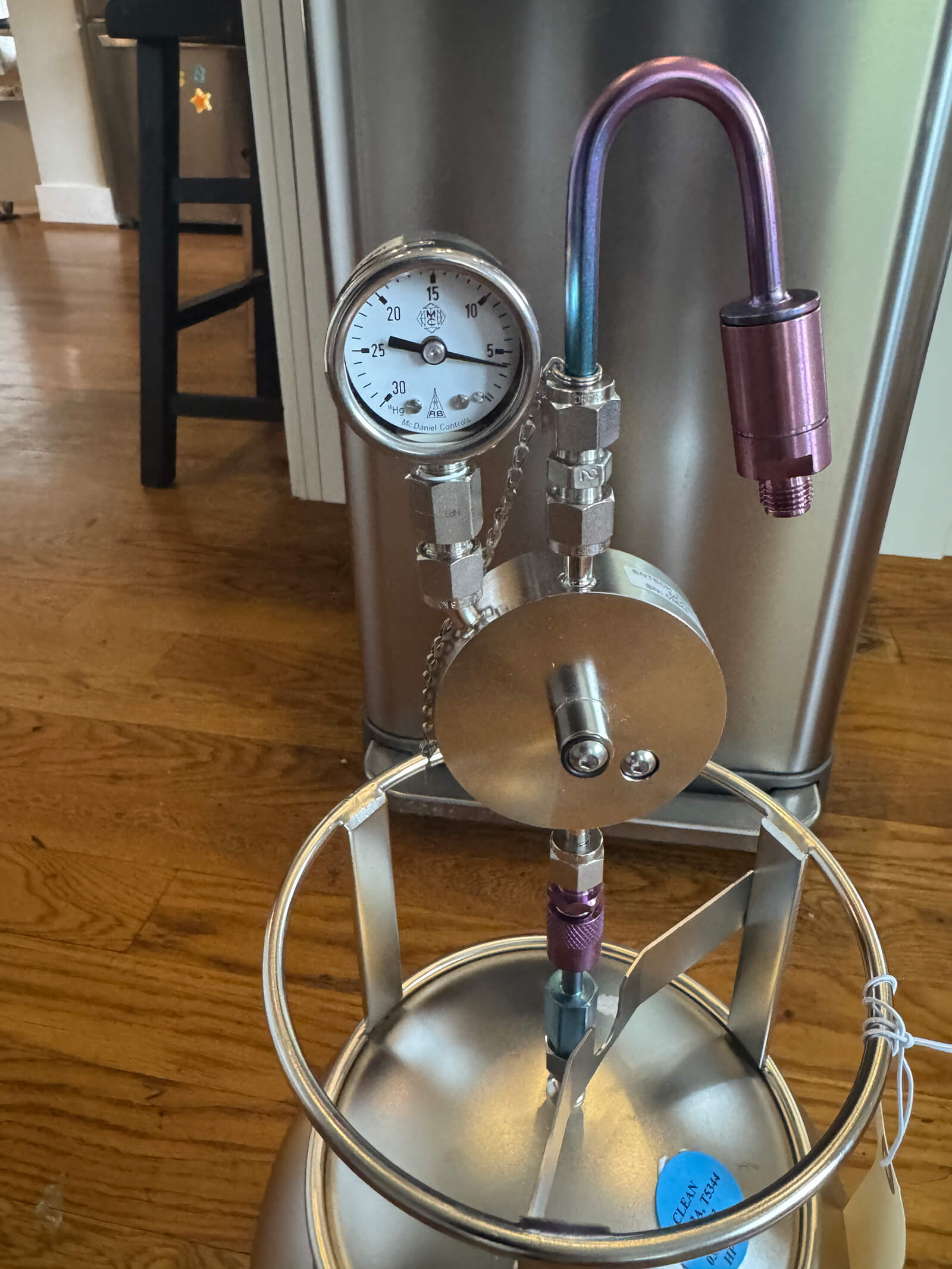 A vacuum canister setup used by Vert Environmental for volatile organic compound (VOC) testing and analysis.